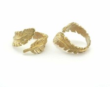 Feather Ring Adjustable Ring Raw Brass 16mm 5US inner size - Adjustable 2298