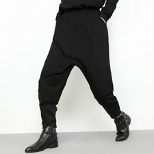 Ladies Harem Pants Trousers Casual Drop Crotch Elastic Waist Business Tapered