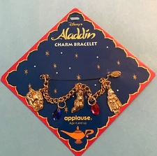 DISNEY PRINCESS JASMINE PRINCE ALADDIN VILLAIN JAFAR CHARM BRACELET NEW on CARD