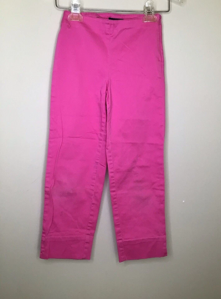 Pantalones Ralph Lauren Niñas Talla 7 Rosa Plano Frontal Cremallera Lateral Pierna Recta Foto 4 de 4