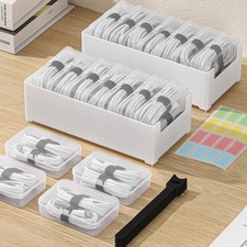 2 Pack Cable Organizer Box with 14 Clear Switch Case, Cable Straps and Label ...