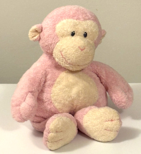 Ty Pluffies Baby Dangles Pink Monkey 10" Plush Stuffed Animal 2006 Pellets 10"