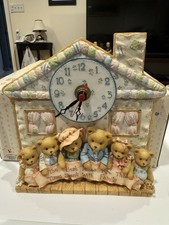VTG 1995 Cherished Teddies "Our Cherished Family" Clock 156604 Enesco In Box