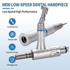 Dental Slow Low Speed Handpiece Straight Contra Angle Air Motor 4 /2Holes