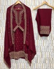 Heavy Faux Georgette Pakistani Salwar Kameez Indian Bollywood Ethnic Salwar Suit