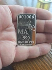 U.S. State Silver Bar, MA, Massachusetts,  1 Full Troy oz .999 Silver