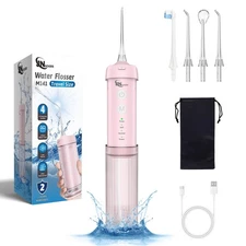 Mini Portable Water Flosser 4 Modes IPX7 Waterproof for Teeth & Braces Pink