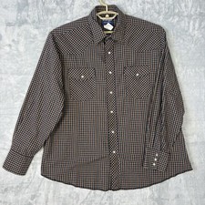 Wrangler Western Shirt Mens XL Blue Red Pearl Snap Cowboy Double Chest Pockets