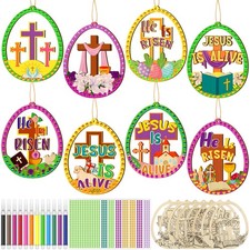 48 Pcs Christian Easter Crafts Religious Easter Egg Craft Kit He is Risen DIY...
