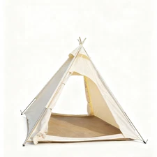 Outdoor White Cotton Pyramid Tent: Breathable Glamping Natural Shelter