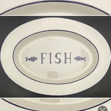 Crate & Barrel by Over & Back XL Fish Oval Serving Platter Italy 15.75"x11"