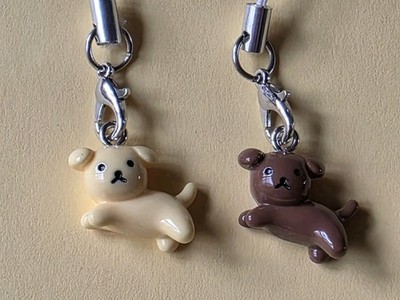 2 x SUPER NIEDLICH Acryl Anhänger Handyanhänger Baumeln KOREANISCHER HUND Korea