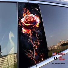 Flame Rose Custom Car Doors Pillar Decal - 1 Pair PVC B-Pillar Stickers