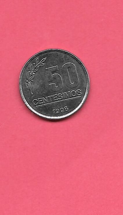 URUGUAY KM106 1998 UNCIRCULATED-UNC MINT -BU OLD VINTAGE 50 CENTIMOS COIN