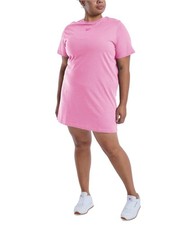 Reebok Womens Short Sleeve Shirt Dress, Pink, Plus Size, 1X