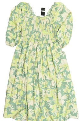 Torrid Dress Womens 2X 18-20 Baja Floral Granite Green Challis Puff Sleeve Smock