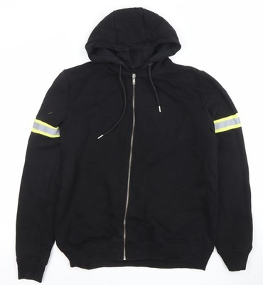 Paul Galvin Herren Hoodie schwarz durchgehender Reißverschluss reflektierend Größe M