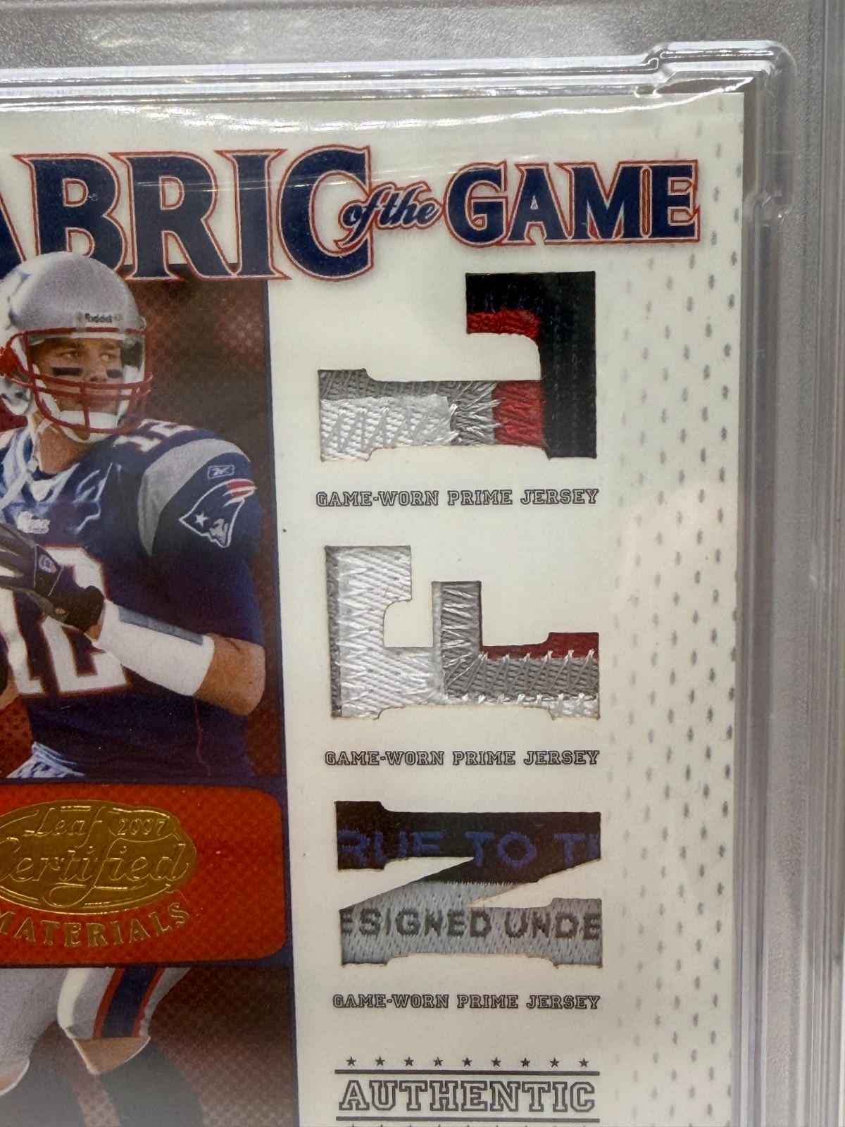 2007 Leaf Certified Tom Brady Fabric of the Game NFL Die Cut Prime Patch /25 view 5