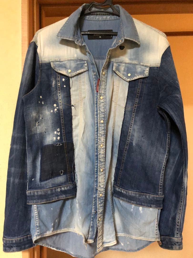 DSQUARED2 Damaged Paint Process Denim Jacket Ron … - image 1