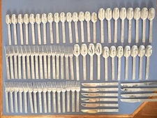 Cambridge Aztec Stainless Flatware Plus Serving Pieces Lot of 76