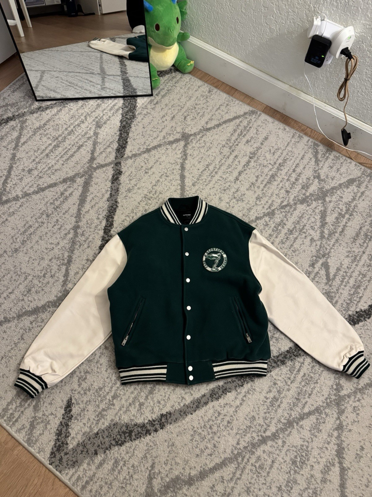 represent clo green varsity jacket - image 1
