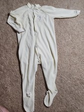 Vintage Yellow Footed Pajamas 0/3 Months Embroidered Puppy
