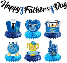 Happy Father's Day Decorations Banner Table Honeycomb Centerpiece for Party, 3D