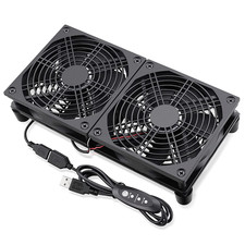 Quiet Router Fan Cooler with 3 Speed Control, L/M/H, DC 5V USB Powered Dual 120M