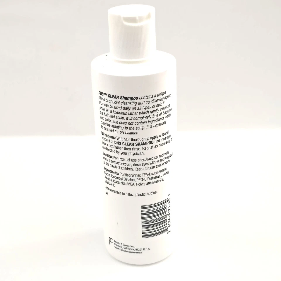 Champú transparente DHS para limpiar cuero cabelludo y cabello sin fragancia 8,0 fl oz 80 % parcial Foto 2 de 3