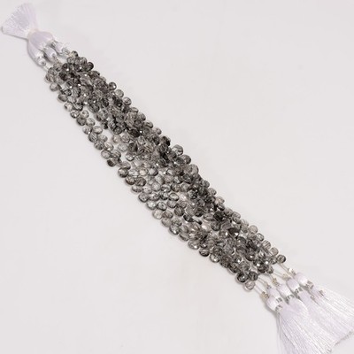 Natural Black Rutile Quartz Heart Shape Beads, Rutile Quartz Faceted Beads  B247