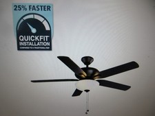 Hampton Bay Holly Springs 52 in. Indoor Matte Black LED Ceiling Fan with Light