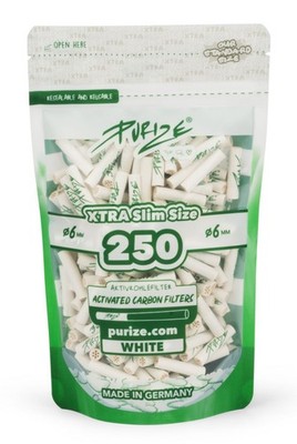 PURIZE Filter XTRA Slim Size 6mm Aktivkohlefilter weiß