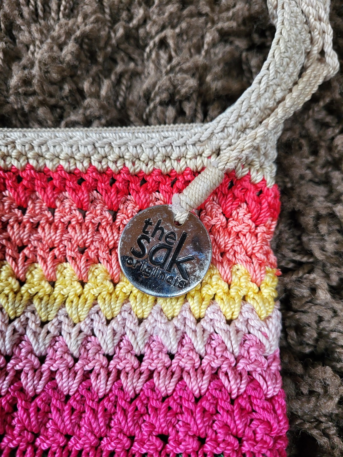 The Sak Originals Rainbow Multi Colors Shoulder Bag / Crossbody Purse Great C