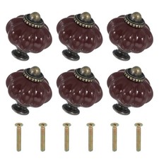 6 Pack Ceramic Knobs Pumpkin Ceramic Cabinet Drawer Knobs Dark Purple
