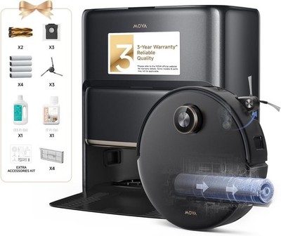 Mova Z60 Ultra Roller Complete Robot Vacuum and Mop, 28,000Pa Suction, 3.14in Ob