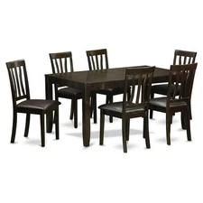 East West Furniture Lynfield 7-piece Wood Dining Table Set in Cappuccino