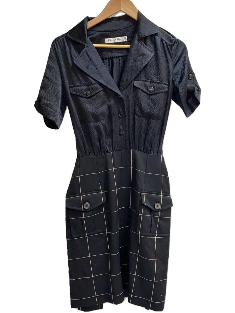 Abito Christian Dior Altro Docking Cintura Manica Corta 36 Lana Nero