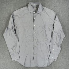 Loro Piana Dress Shirt Mens Medium Blue Stripe Made In Italy Long Sleeve