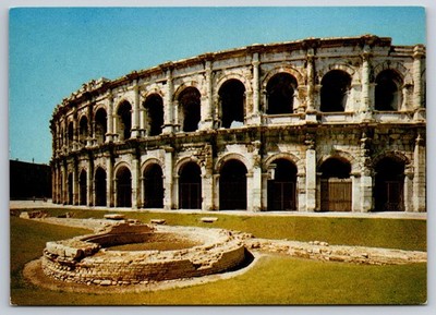 Vtg Postcard Arena Nimes France Ancient Wall Tower Ruins French Rome Unposted
