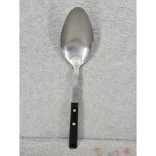 EKCO Forge Stainless Steel Serving Spoon Black Handle Vintage Kitchen Utensil 11