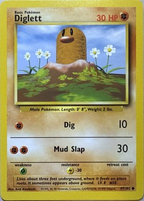 Diglett Common Base Set 047/102 NM