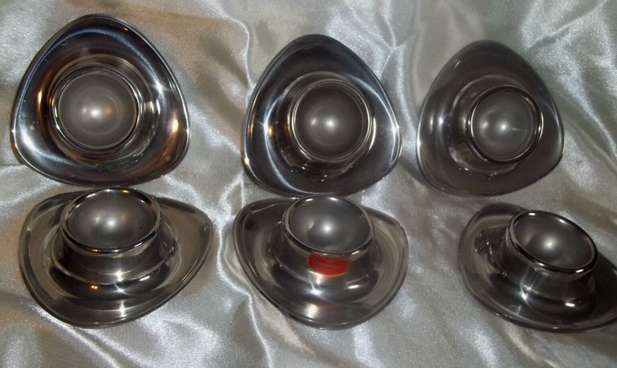 Vintage German Egg Cup WMF Eierbecher Cromargan 18/10 Stainless Steel Set of 6