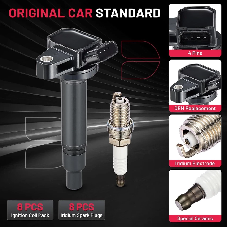 8 Ignition Coil Pack and Spark Plugs UF230 For 2001-2007 Lexus GS430 4.3L V8 Foto 2 de 4