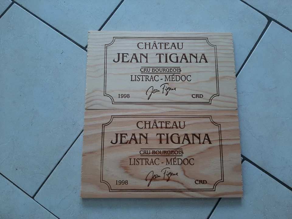 Lot de 2 estampes bois façades caisse vin de 31 cm x 17 cm - Photo 1/1