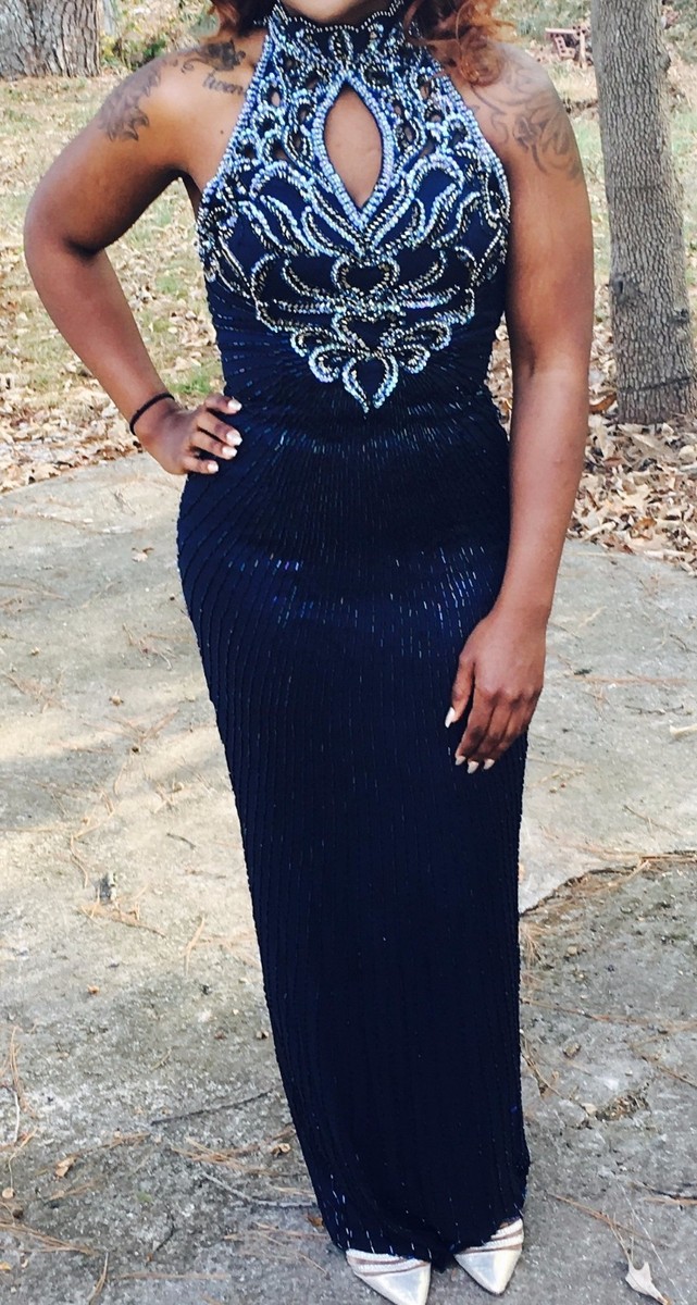 green emerald velvet dress Navy Sequin Dress With Tea Sleeves