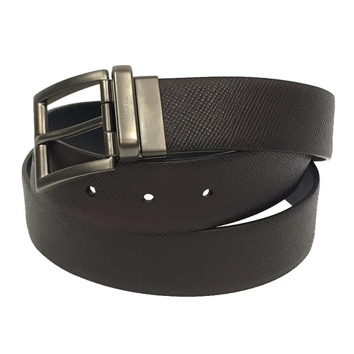 Brown and Tan Embossed Prada Canvas Belt Brown and Tan Embossed Prada Canvas Belt | eBay main image 2