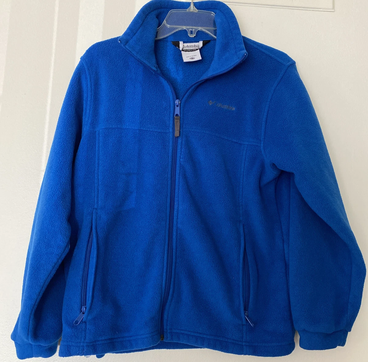 COLUMBIA ZIP UP FLEECE JACKET Sweater Youth Boys Girls 10-12 Royal Blue