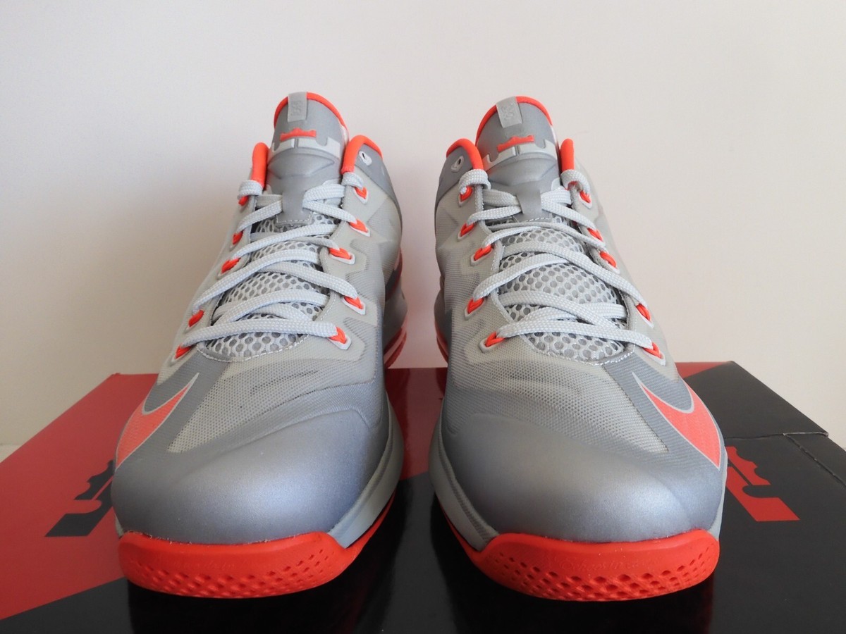 NIKE LEBRON XI 11 LOW LIGHT BASE GREY-LASER CRIMSON-GREY SZ 