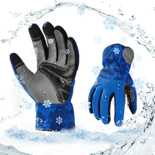 Vgo 1Pair -4℉ Lined Touchscreen Waterproof Winter Work Gloves (CA9790FLWP-BLU)