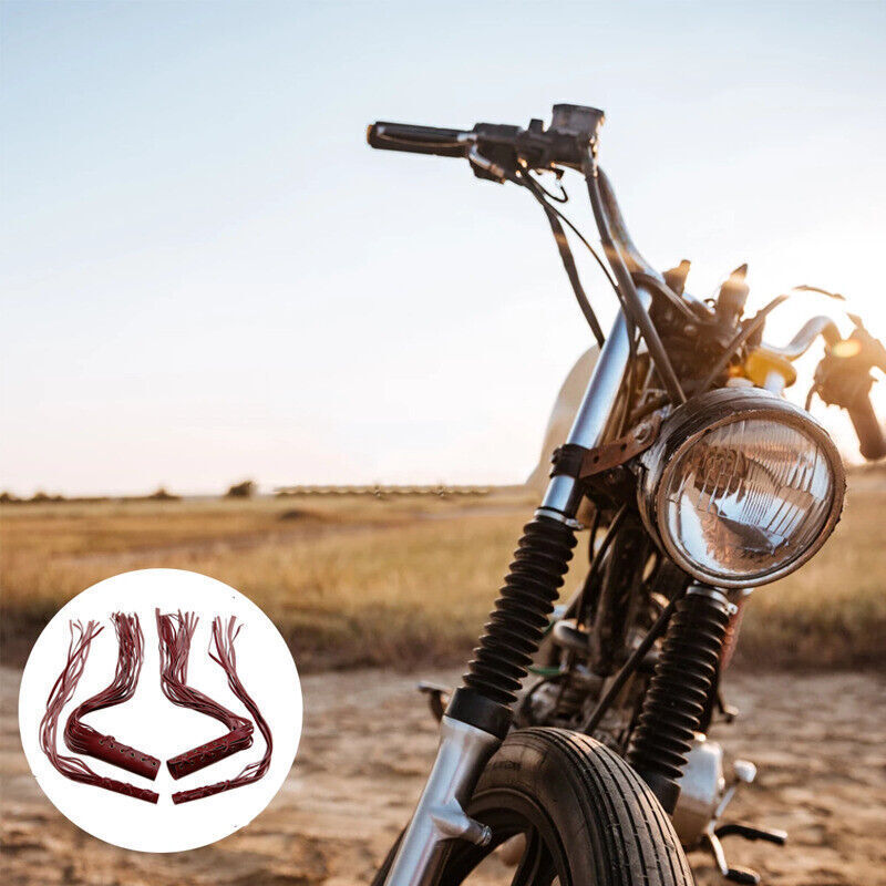 Motorcycle Universal Leather Handlebar Grip Tassel W/ Clutch - Foto 12